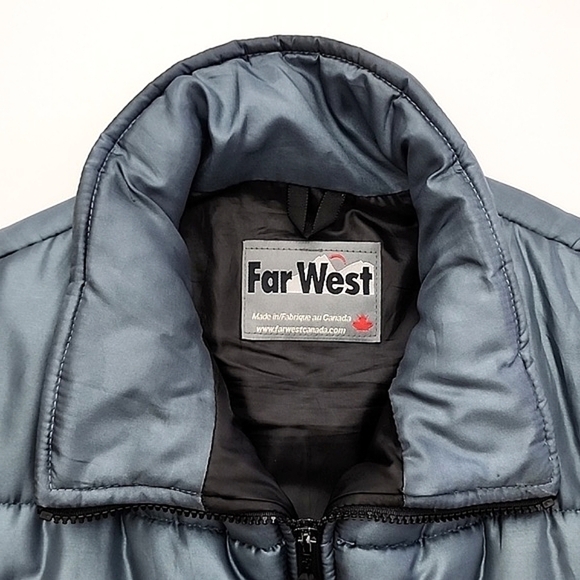 Far West Men's Puffer  Steel Blue Vest Size Medium Pockets Size Medium - Picture 3 of 11